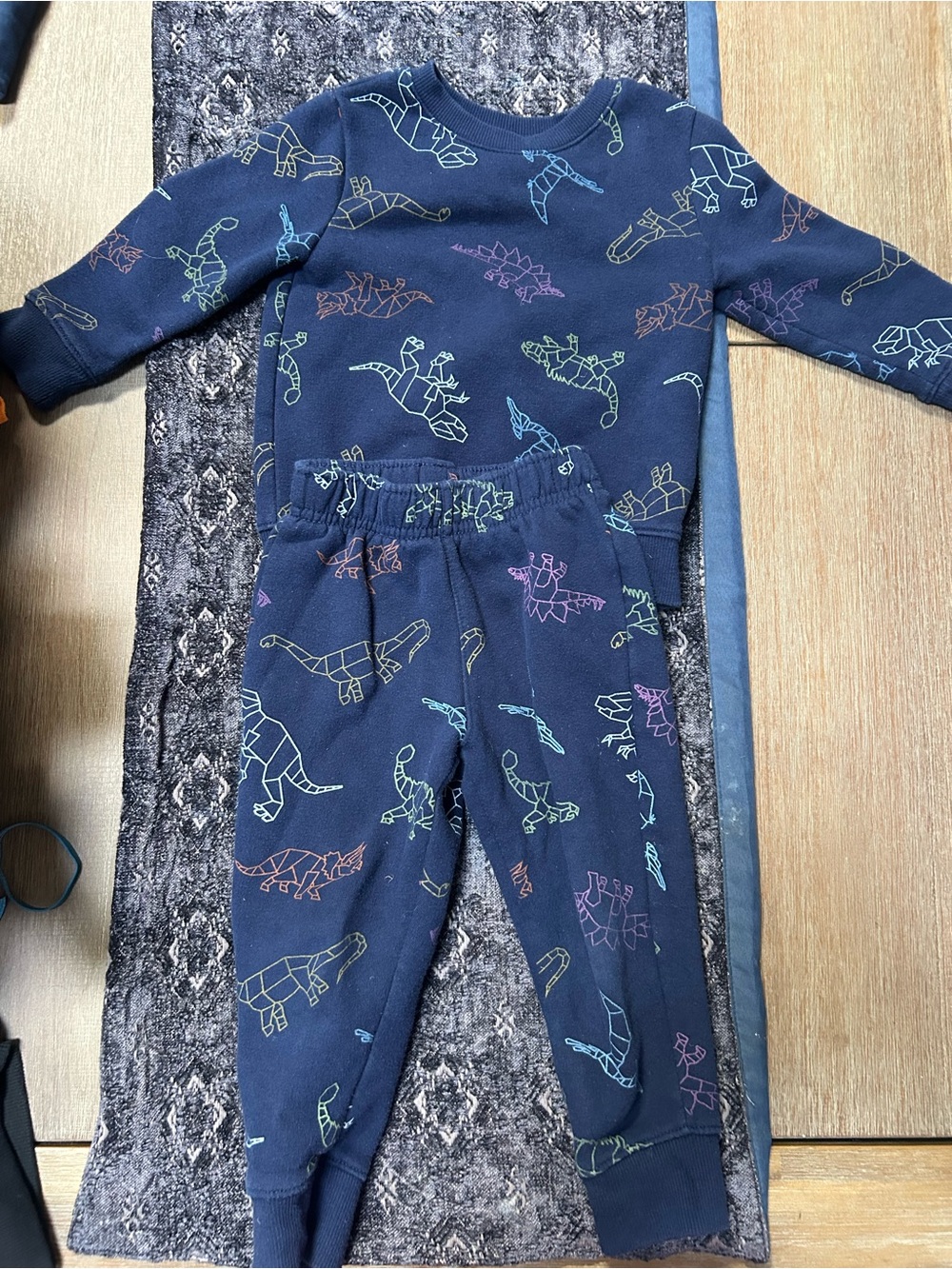 Navy Dino Print Kids Sweat Set